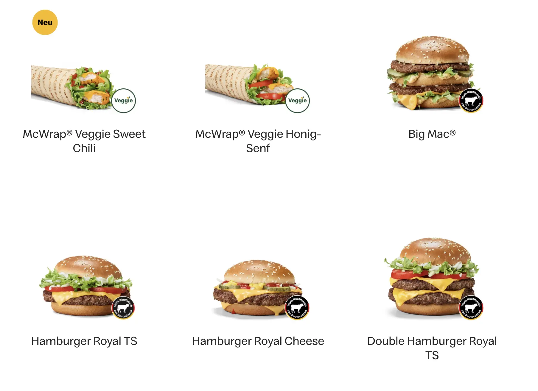 McDonald’s burgerek és wrapek – szendvicsválaszték illusztráció