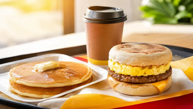 McDonald’s reggeli tálca – McMuffin, Amerikai palacsinta és kávé