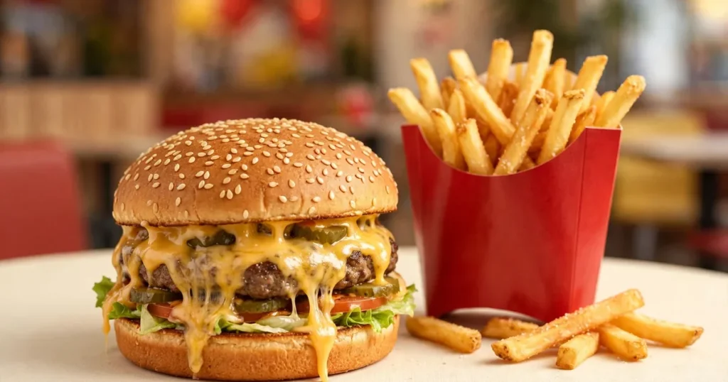 McDonald's kalória táblázat 2026 – sajtburger és sült burgonya