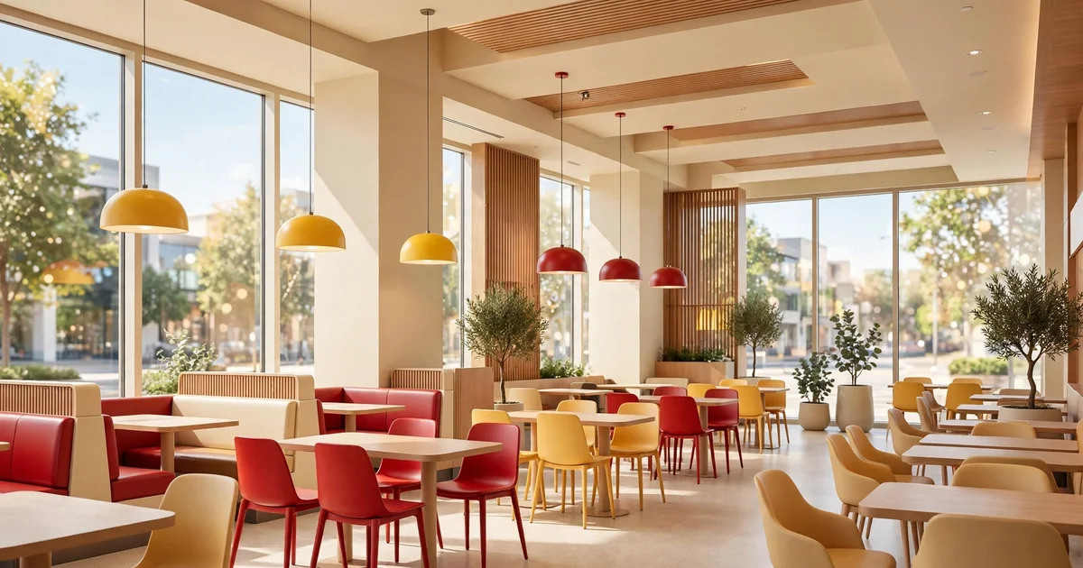 Modern McDonald's étterem belső tere 2026