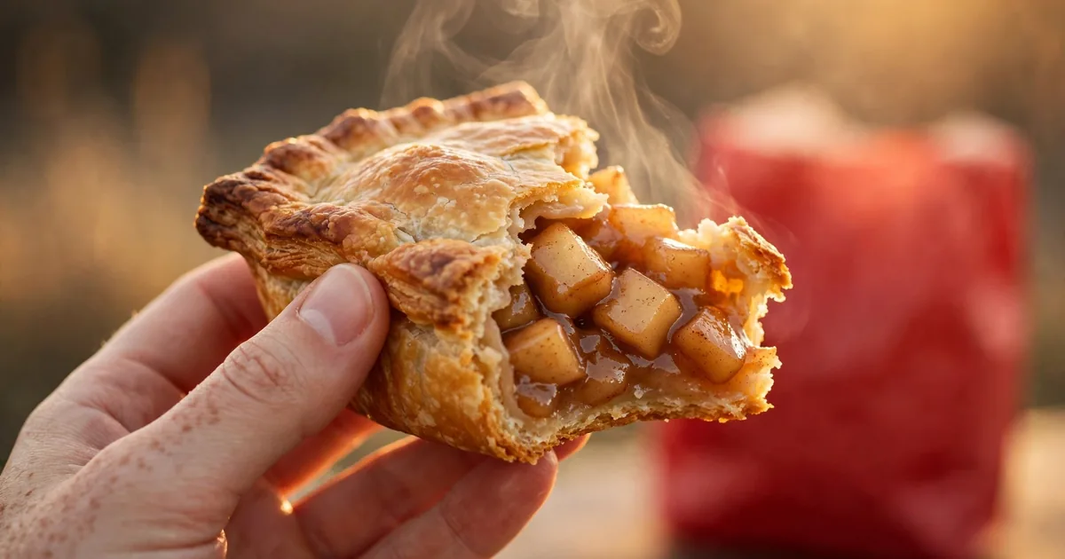 Kézben tartott meleg almás pite beleharapva – almás pite ára és kalória 2026