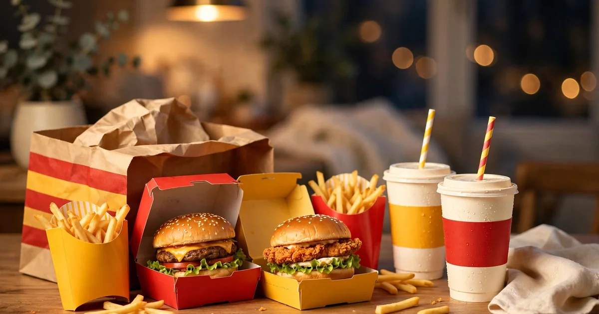 McDonald's házhozszállítás – otthoni vacsora Mekis csomagolásban az asztalon